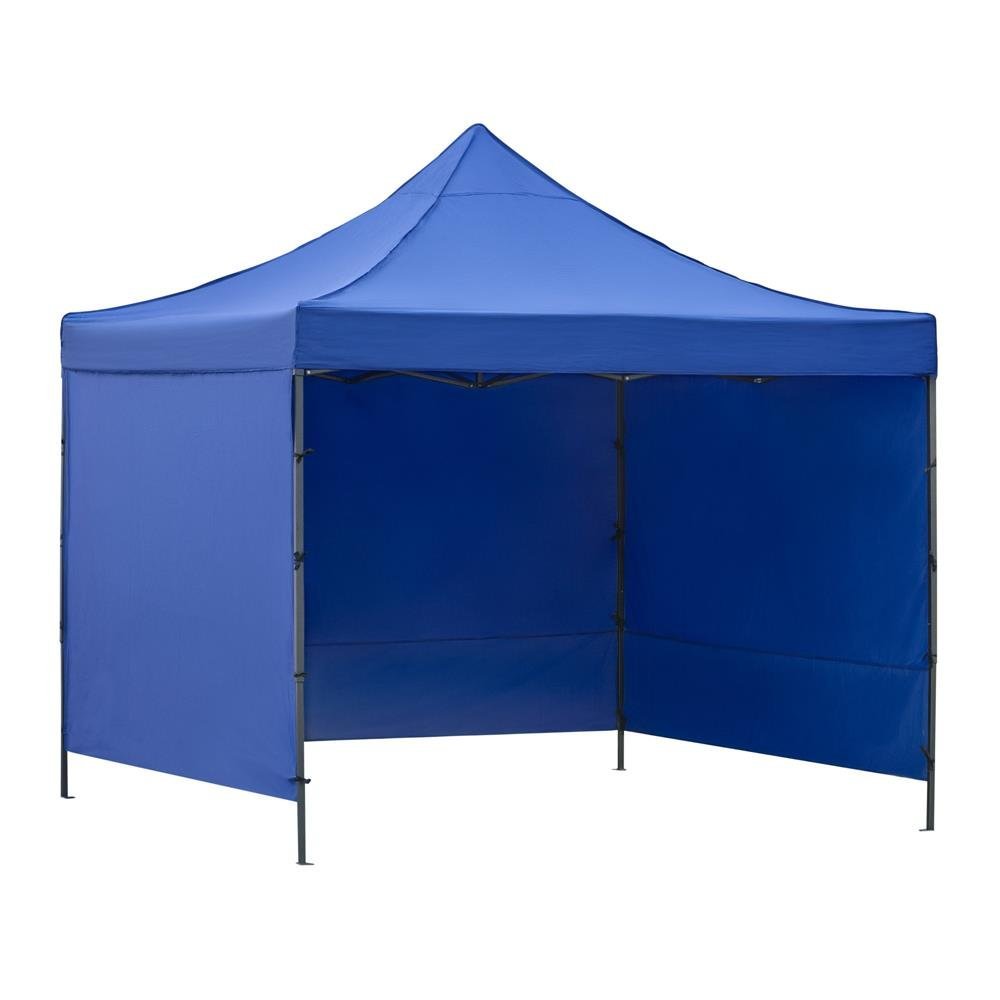 Pavilion pliabil gradina 3×3 m cu acoperis impermeabil si 3 pereti laterali, structura metalica, inaltime reglabila, albastru