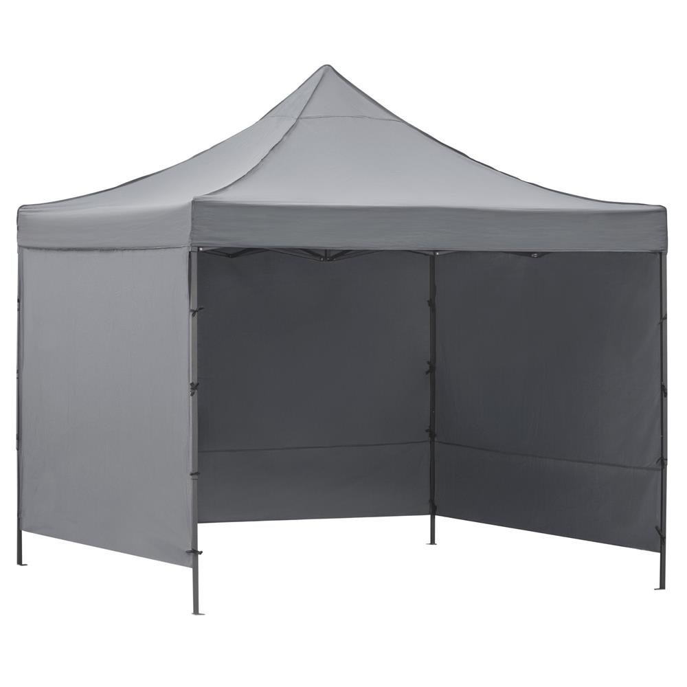 Pavilion pliabil gradina 3×3 m cu acoperis impermeabil si 3 pereti laterali, structura metalica, inaltime reglabila, gri