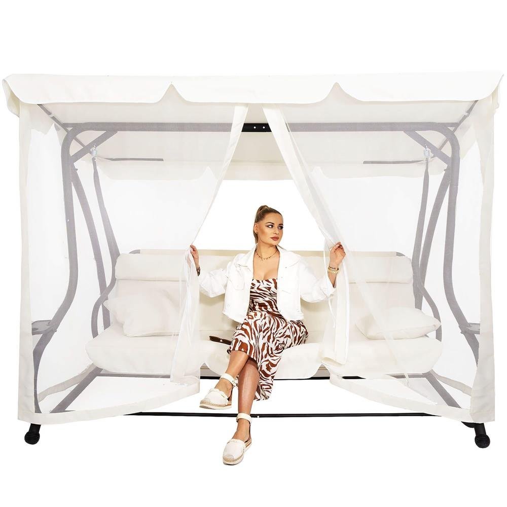 Balansoar leagan pat 4 persoane Sersimo Tenerife, cu plasa anti-insecte, sarcina 320kg