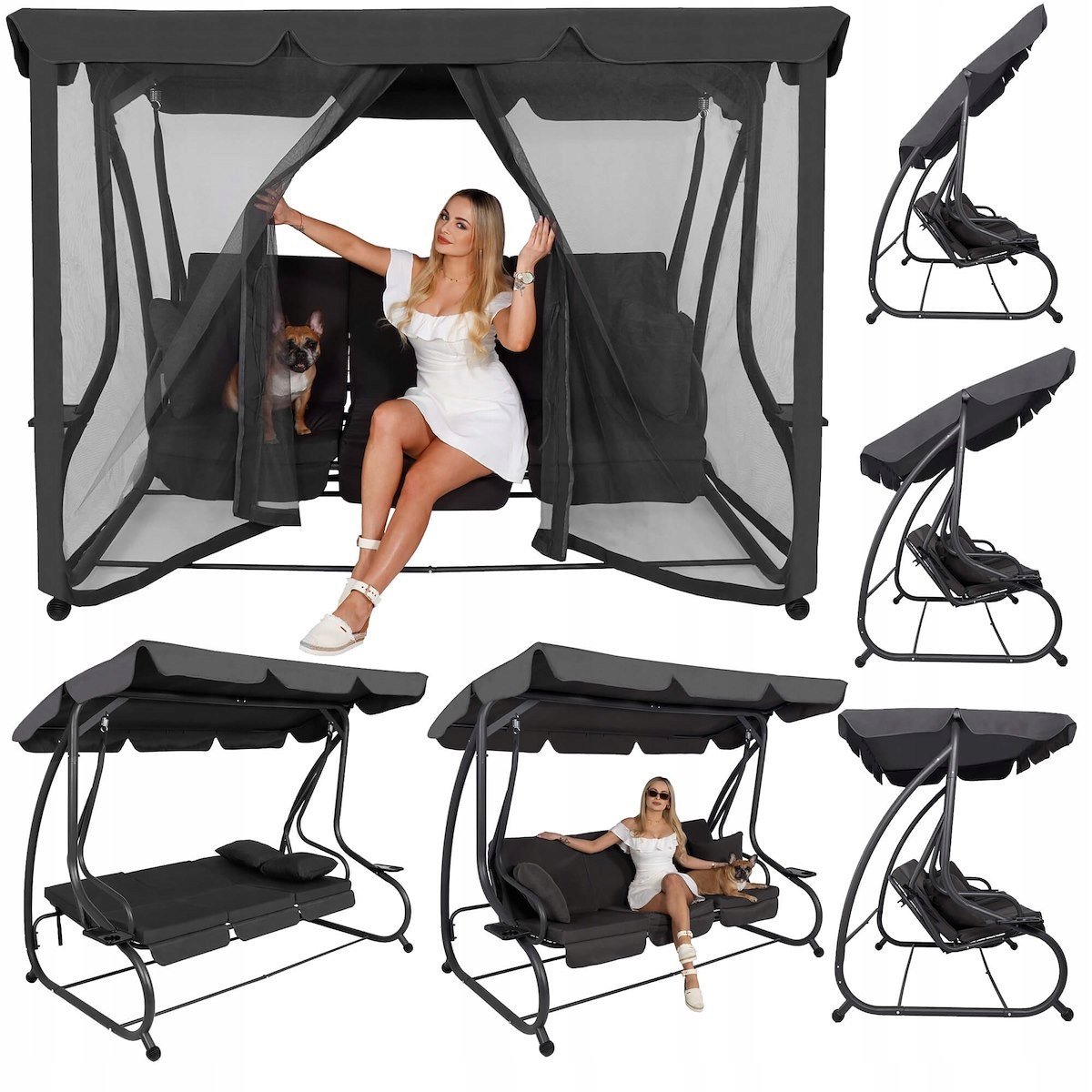 balansoar leagan pat 3 persoane sersimo corsica, cu plasa anti-insecte, sarcina 320kg 3 Balansoar leagan pat 3 persoane Sersimo Corsica, cu plasa anti-insecte, sarcina 320kg - imagine 3