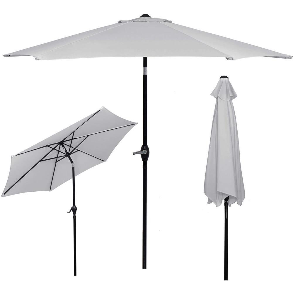 umbrela terasa gradina, cu manivela si inclinare, diametru 260cm, gri 2 Umbrela terasa gradina, cu manivela si inclinare, diametru 260cm, gri - imagine 2