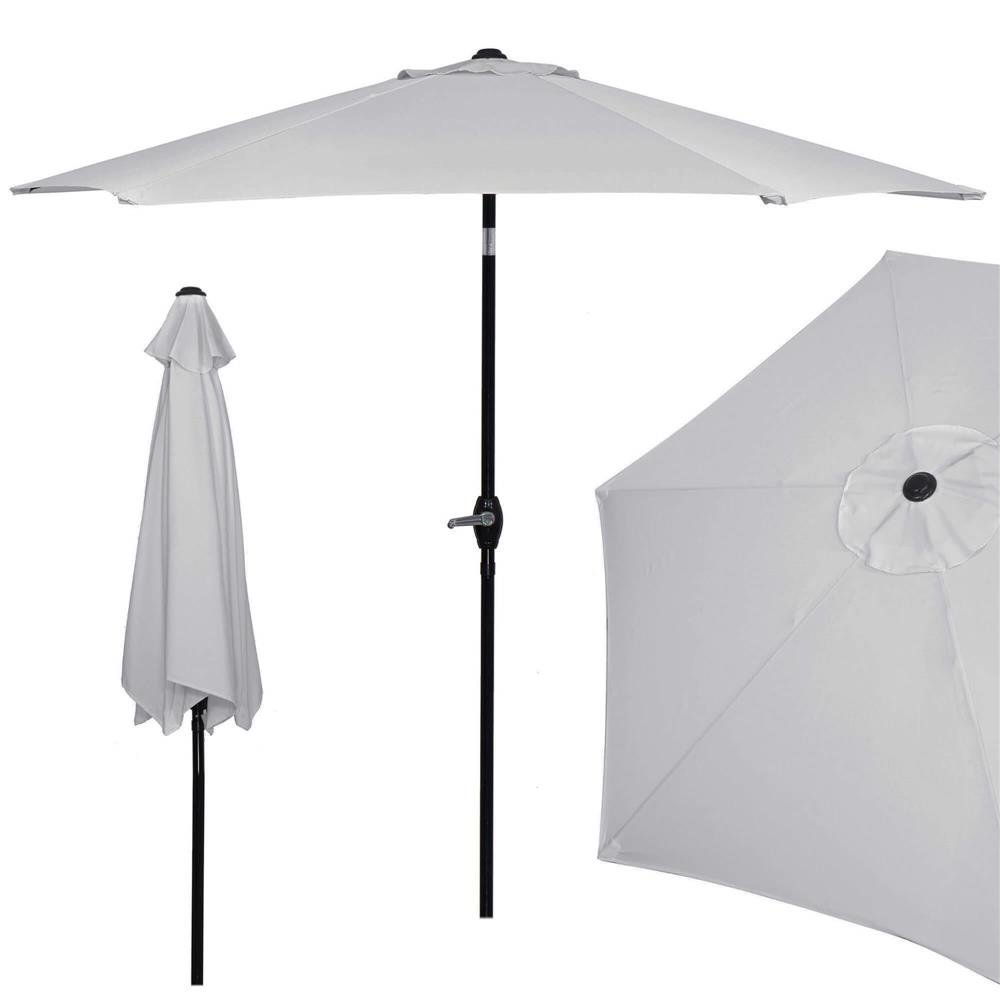 umbrela terasa gradina, cu manivela si inclinare, diametru 260cm, gri 3 Umbrela terasa gradina, cu manivela si inclinare, diametru 260cm, gri - imagine 3