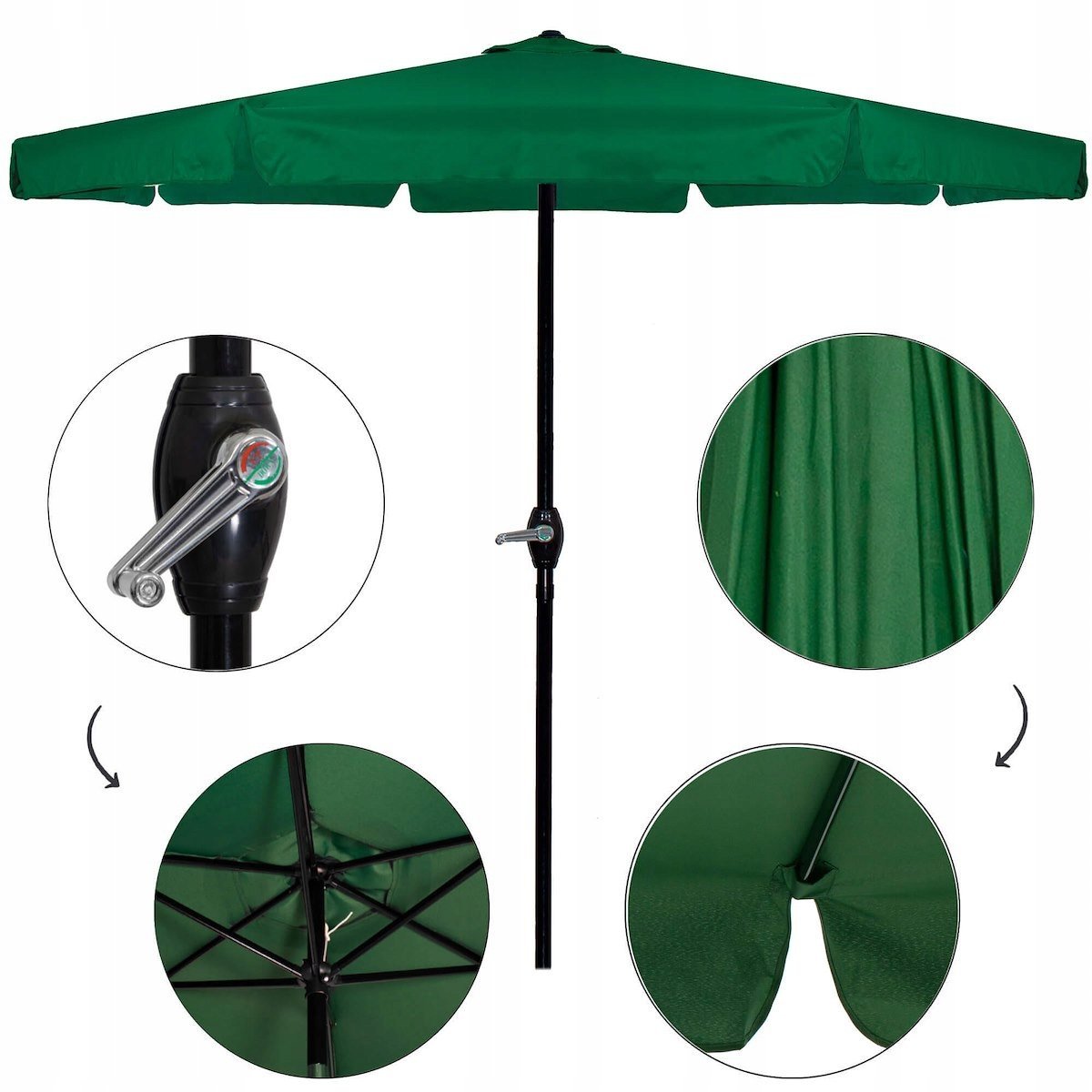 umbrela terasa gradina, cu manivela, diametru 400cm, verde 3 Umbrela terasa gradina, cu manivela, diametru 400cm, Verde - imagine 3
