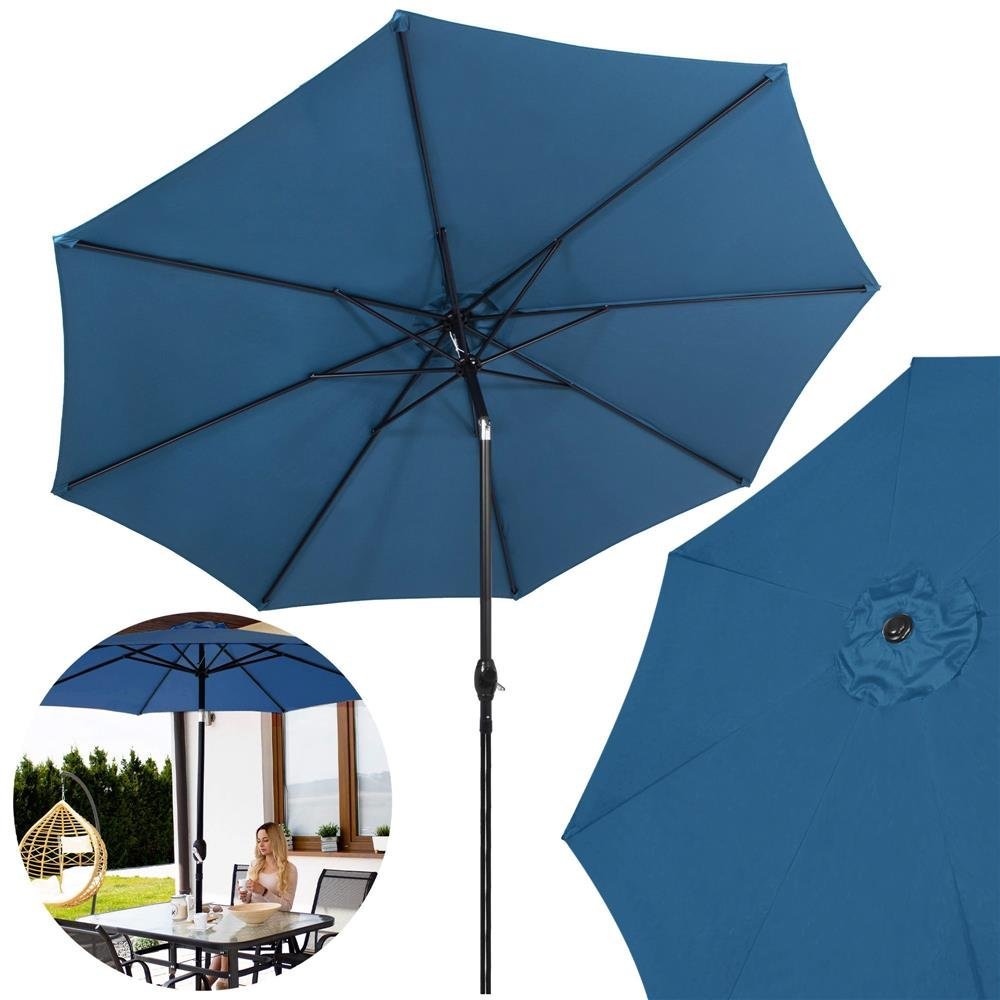 umbrela terasa gradina, cu manivela si inclinare, diametru 300cm, albastru 2 Umbrela terasa gradina, cu manivela si inclinare, diametru 300cm, Albastru - imagine 2