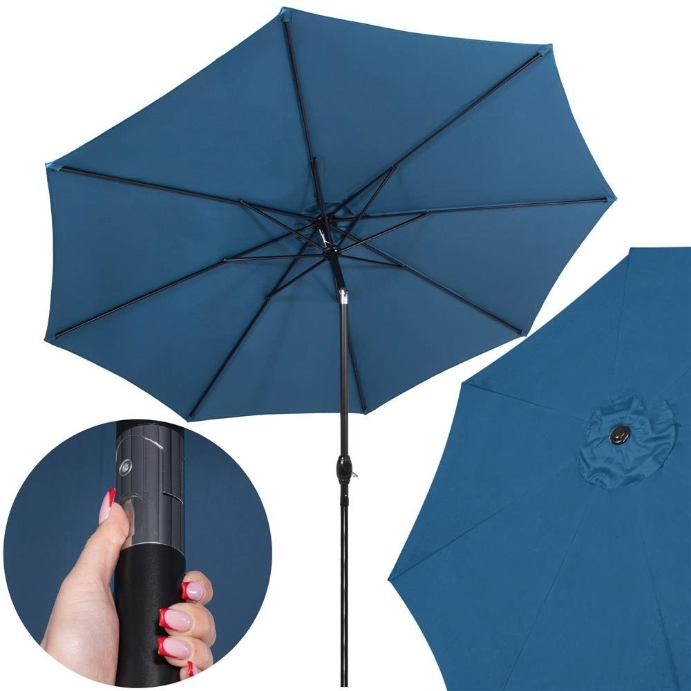 umbrela terasa gradina, cu manivela si inclinare, diametru 300cm, albastru 3 Umbrela terasa gradina, cu manivela si inclinare, diametru 300cm, Albastru - imagine 3