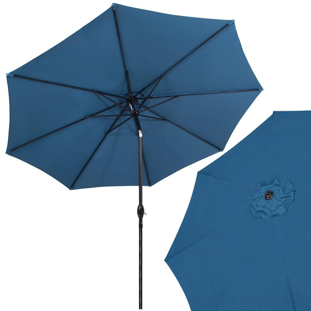 umbrela terasa gradina, cu manivela si inclinare, diametru 300cm, albastru 4 Umbrela terasa gradina, cu manivela si inclinare, diametru 300cm, Albastru - imagine 4