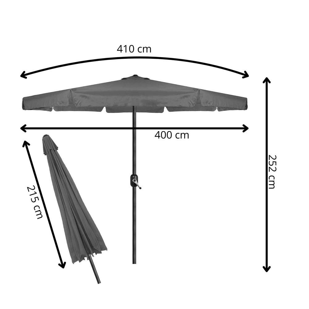 umbrela terasa gradina, cu manivela, diametru 400cm, gri 3 Umbrela terasa gradina, cu manivela, diametru 400cm, Gri - imagine 3