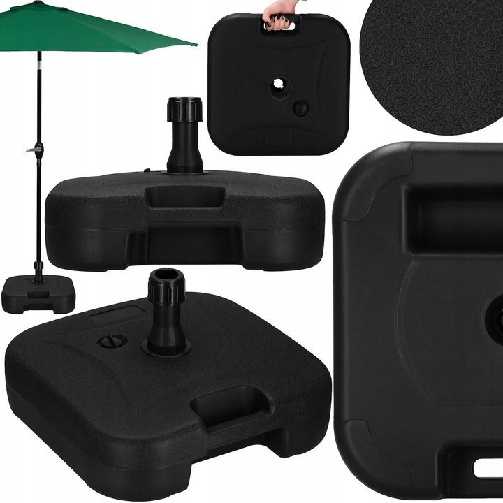 suport umbrela patrat, din plastic, 22 litri, umplere cu apa sau nisip, negru 2 Suport umbrela patrat, din plastic, 22 litri, umplere cu apa sau nisip, negru - imagine 2