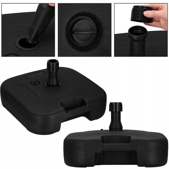 suport umbrela patrat, din plastic, 22 litri, umplere cu apa sau nisip, negru 3 Suport umbrela patrat, din plastic, 22 litri, umplere cu apa sau nisip, negru - imagine 3