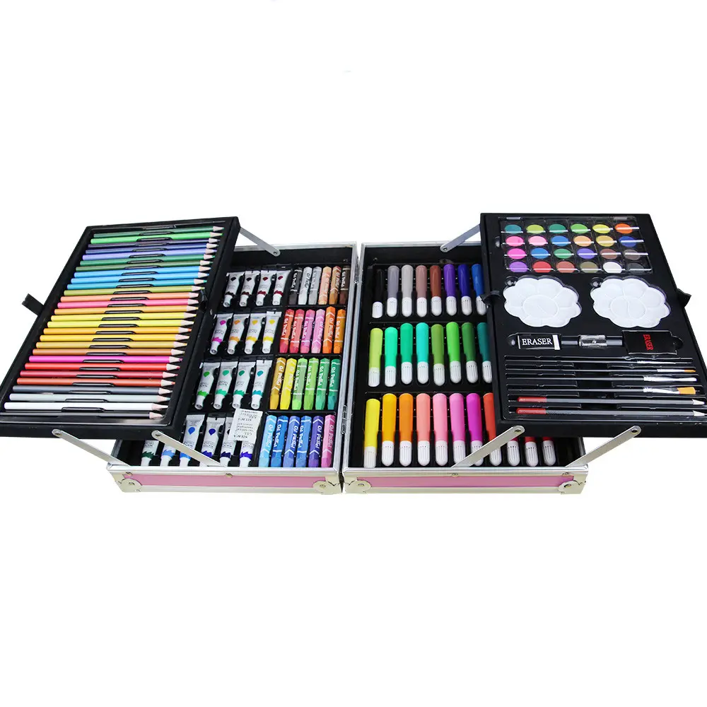 set 145 piese pentru pictura, pentru copii sau adulti, pixuri de colorat, creioane colorate si vopsele de pictura, cu geanta de transport roz unicorn, model avx-wt-monete145 3 Set 145 piese pentru pictura, pentru copii sau adulti, pixuri de colorat, creioane colorate si vopsele de pictura, cu geanta de transport ROZ UNICORN, model AVX-WT-MONETE145 - imagine 3