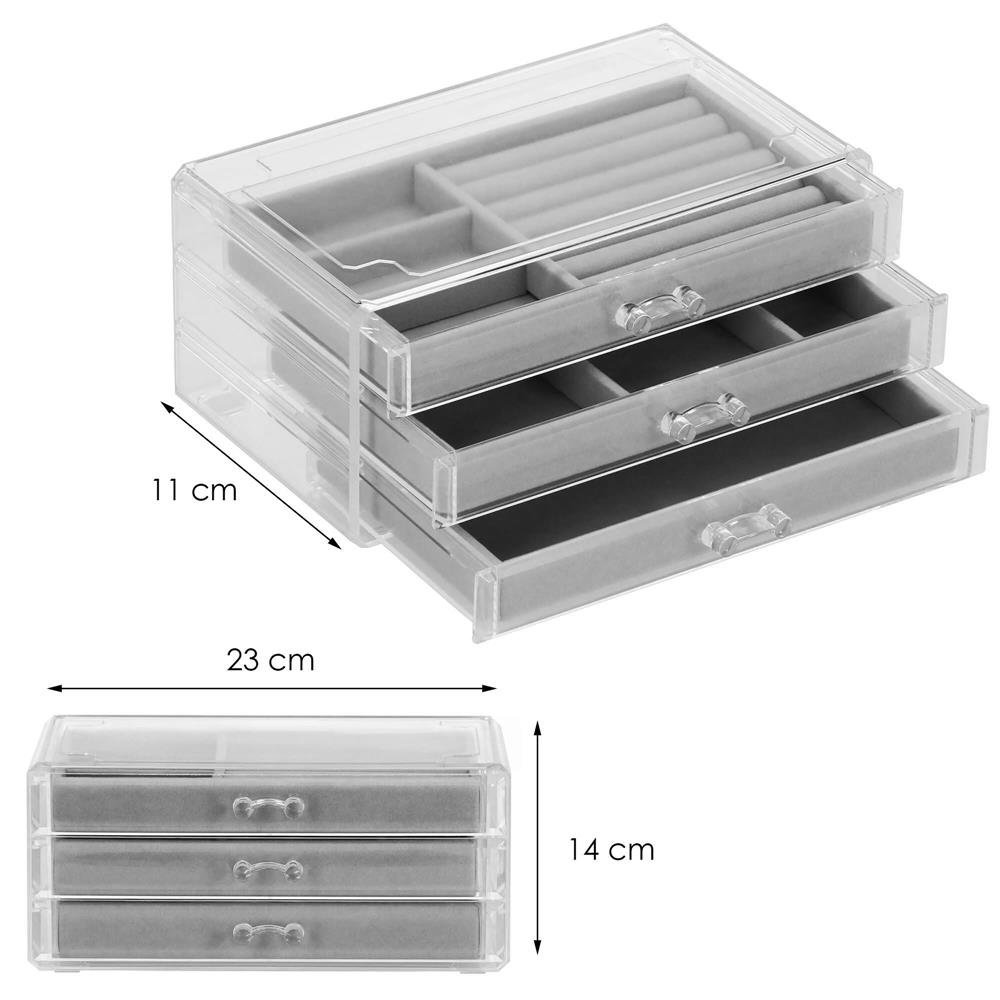 (dl) cutie depozitare si organizare bijuterii, plastic, 23 x 14 x 11 cm, transparent 3 (DL) Cutie depozitare si organizare bijuterii, plastic, 23 x 14 x 11 cm, transparent - imagine 3