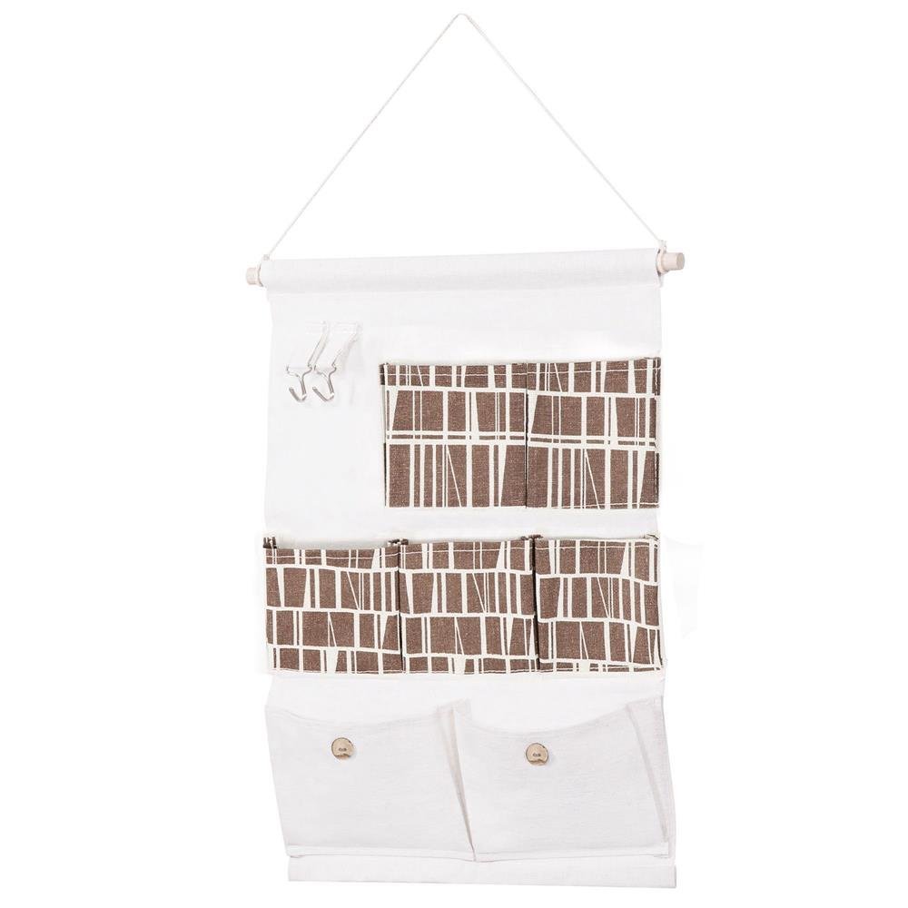 (dl) organizator suspendat cu 7 buzunare din in, 68x38cm, alb 1 (DL) Organizator suspendat cu 7 buzunare din in, 68x38cm, alb