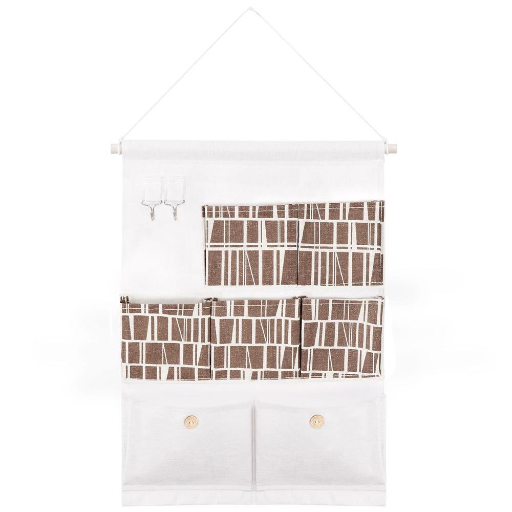 (dl) organizator suspendat cu 7 buzunare din in, 68x38cm, alb 2 (DL) Organizator suspendat cu 7 buzunare din in, 68x38cm, alb - imagine 2