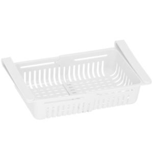 Organizator frigider, model cos extensibil, 16×28.5cm, alb