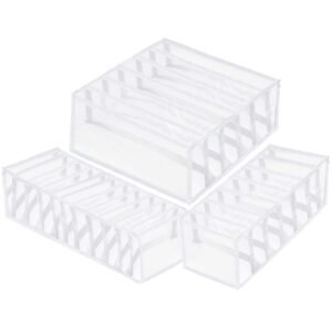 Set 3 organizatoare sertar pliabile pentru sosete/lenjerie, alb