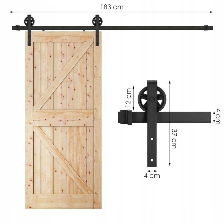 Sistem glisant pentru usa, sina metalica ghidaj 183 cm, 2 role, montaj pe perete, negru 4 Sistem glisant pentru usa, sina metalica ghidaj 183 cm, 2 role, montaj pe perete, negru - imagine 4