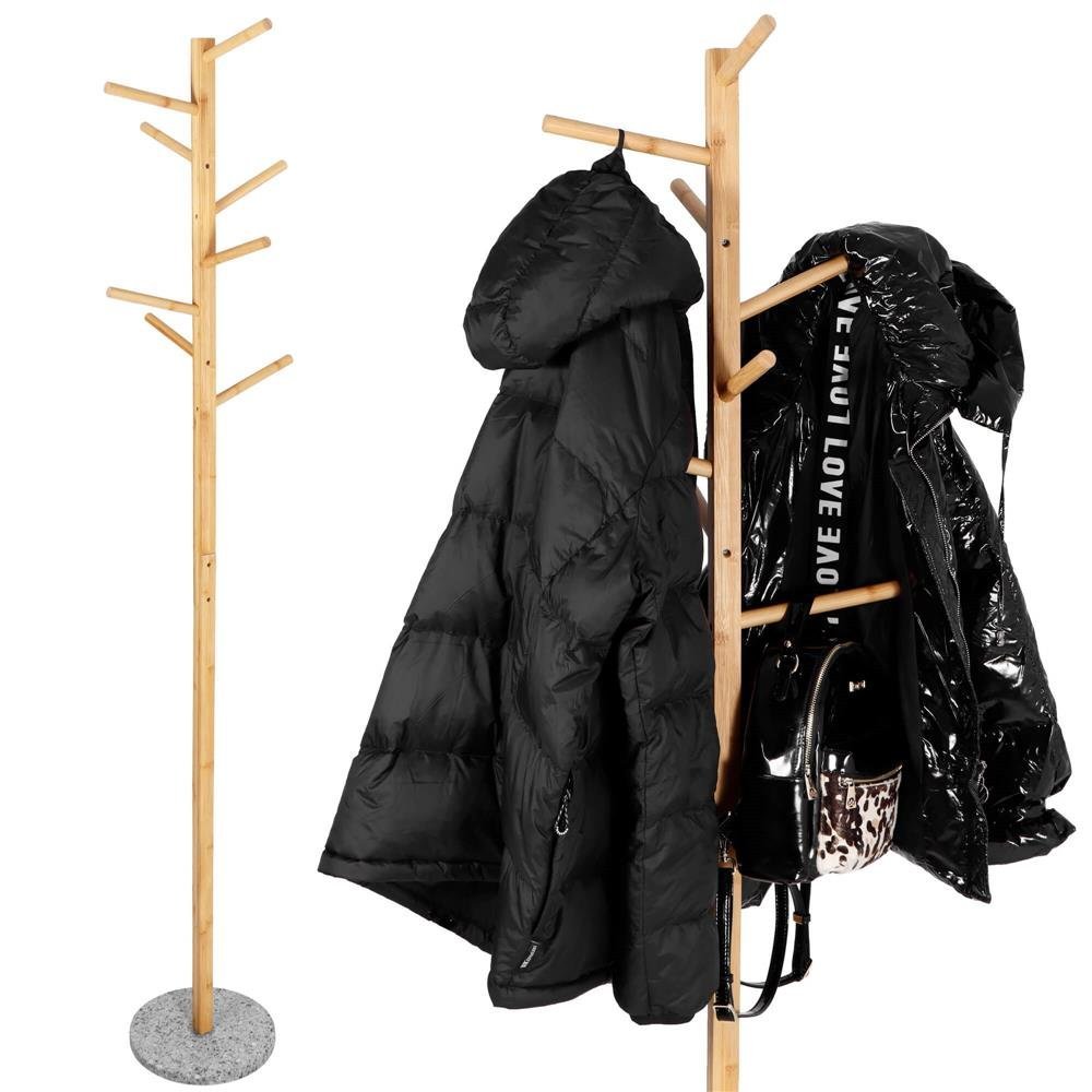 cuier tip pom din bambus cu baza de granit, 8 agatatoare, 182cm, natur 2 Cuier tip pom din bambus cu baza de granit, 8 agatatoare, 182cm, natur - imagine 2