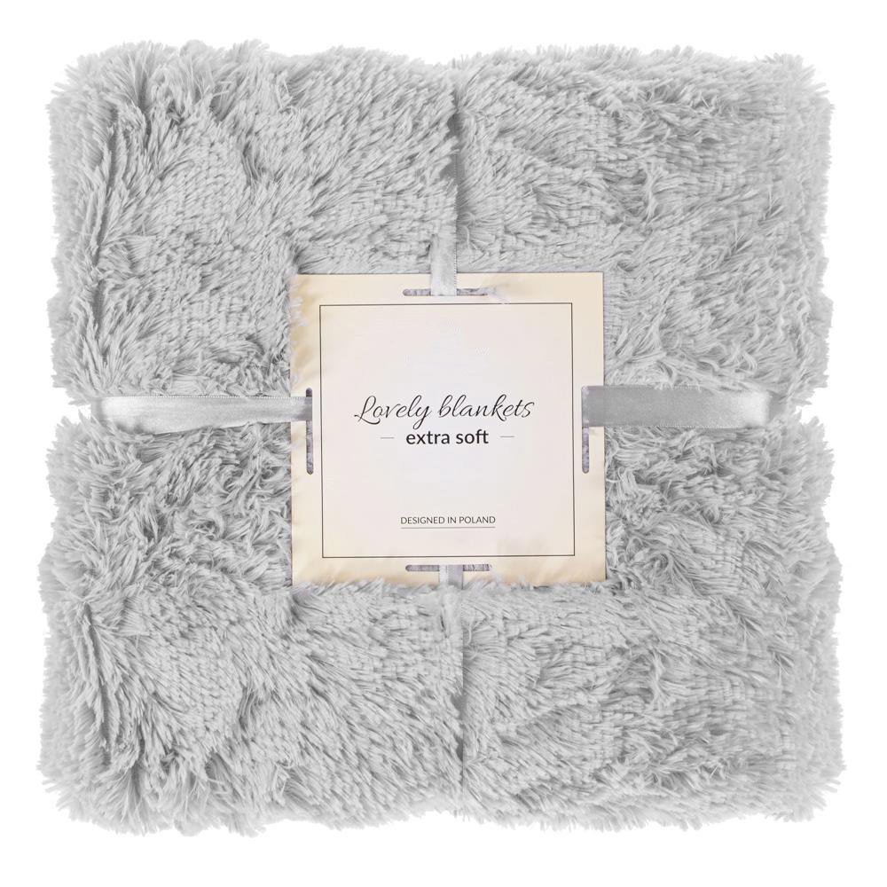 Patura pufoasa si calduroasa pentru 2 persoane, 200x240cm, gri deschis