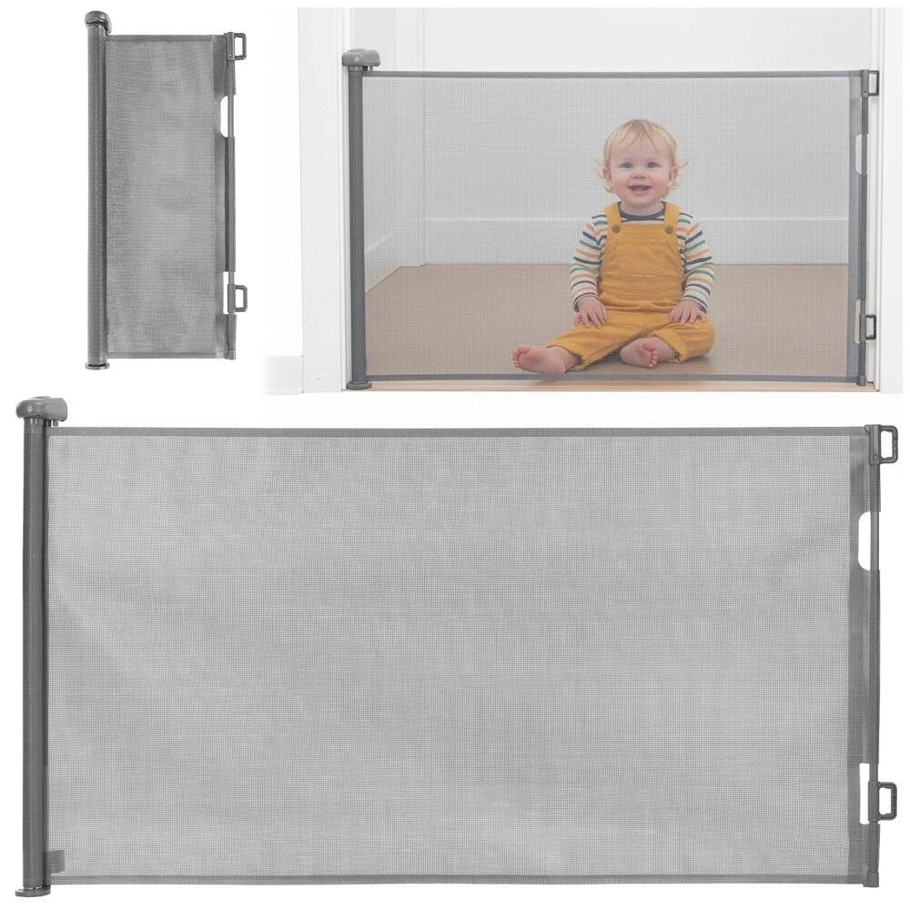 poarta de siguranta retractabila si extensibila, pentru copii sau animale de companie, 162x86 cm, gri 3 Poarta de siguranta retractabila si extensibila, pentru copii sau animale de companie, 162x86 cm, gri - imagine 3