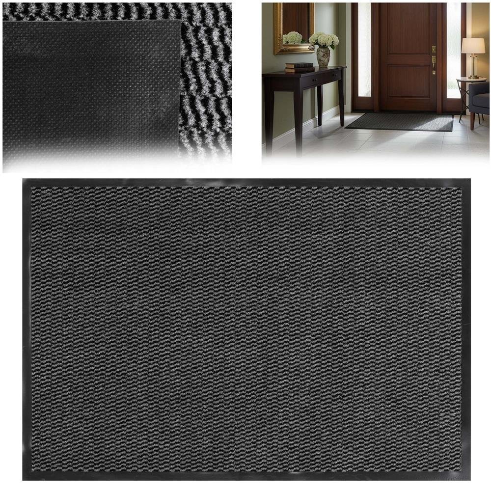 Covoras intrare absorbant antimurdarie, PVC antiderapant, 60x90 cm, gri 4 Covoras intrare absorbant antimurdarie, PVC antiderapant, 60x90 cm, gri - imagine 4