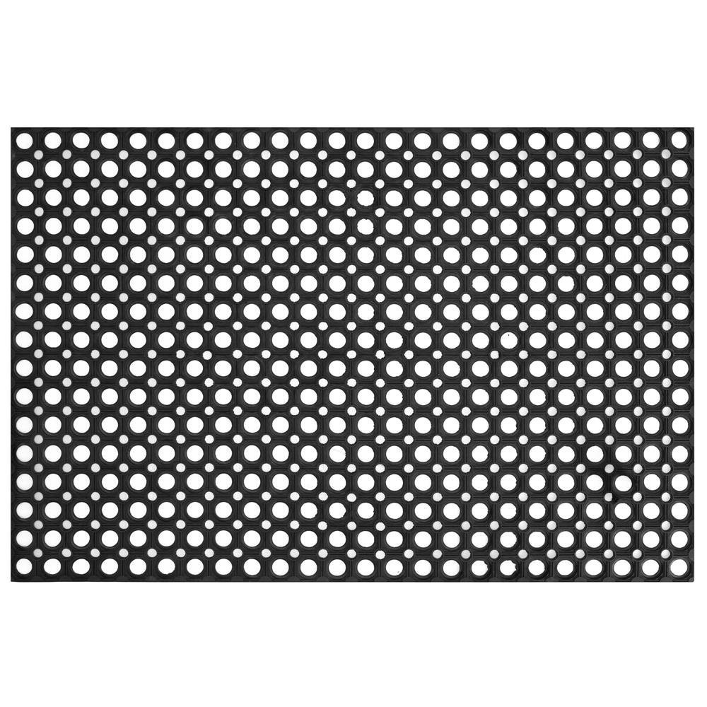 Covor de cauciuc perforat pentru intrare, PVC antiderapant, 60×90 cm, negru