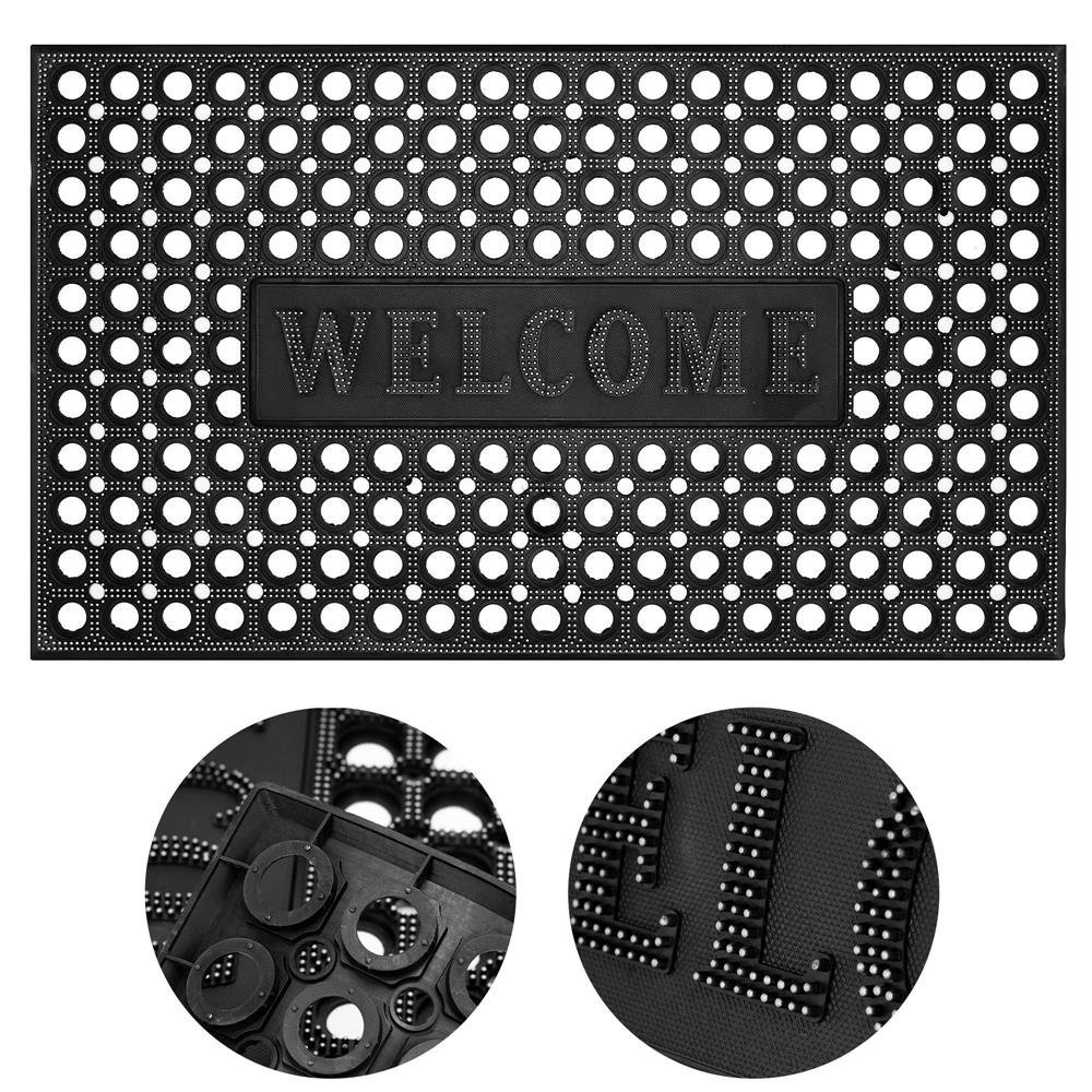 covor de cauciuc perforat pentru intrare, pvc antiderapant, welcome, 45x75 cm, negru 2 Covor de cauciuc perforat pentru intrare, PVC antiderapant, Welcome, 45x75 cm, negru - imagine 2