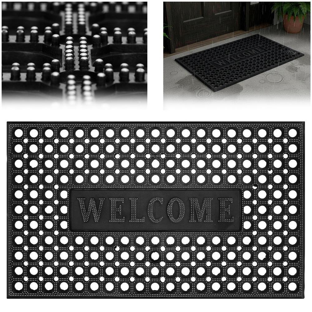 covor de cauciuc perforat pentru intrare, pvc antiderapant, welcome, 45x75 cm, negru 3 Covor de cauciuc perforat pentru intrare, PVC antiderapant, Welcome, 45x75 cm, negru - imagine 3