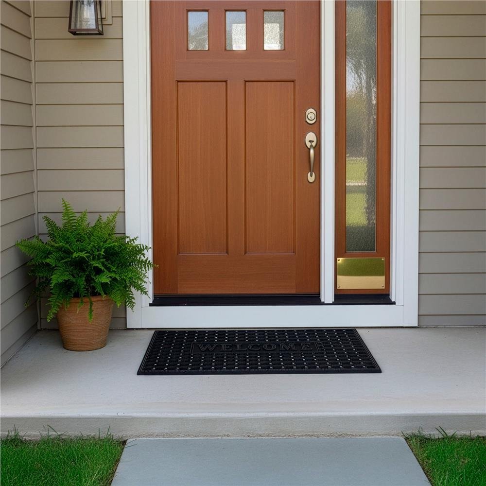 covor de cauciuc perforat pentru intrare, pvc antiderapant, welcome, 45x75 cm, negru 4 Covor de cauciuc perforat pentru intrare, PVC antiderapant, Welcome, 45x75 cm, negru - imagine 4