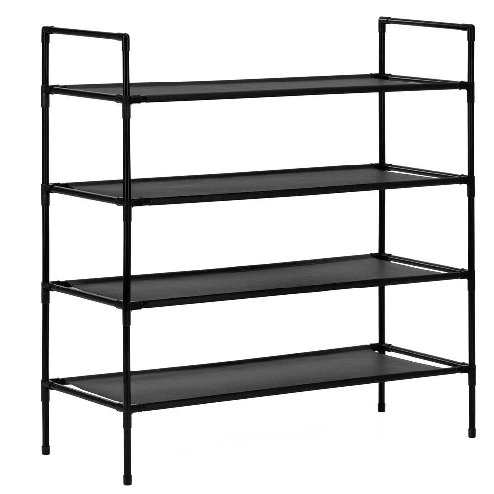 raft pantofi cu 4 polite, structura metalica si rafturi textile, 72x28x75 cm, negru 1 Raft pantofi cu 4 polite, structura metalica si rafturi textile, 72x28x75 cm, negru