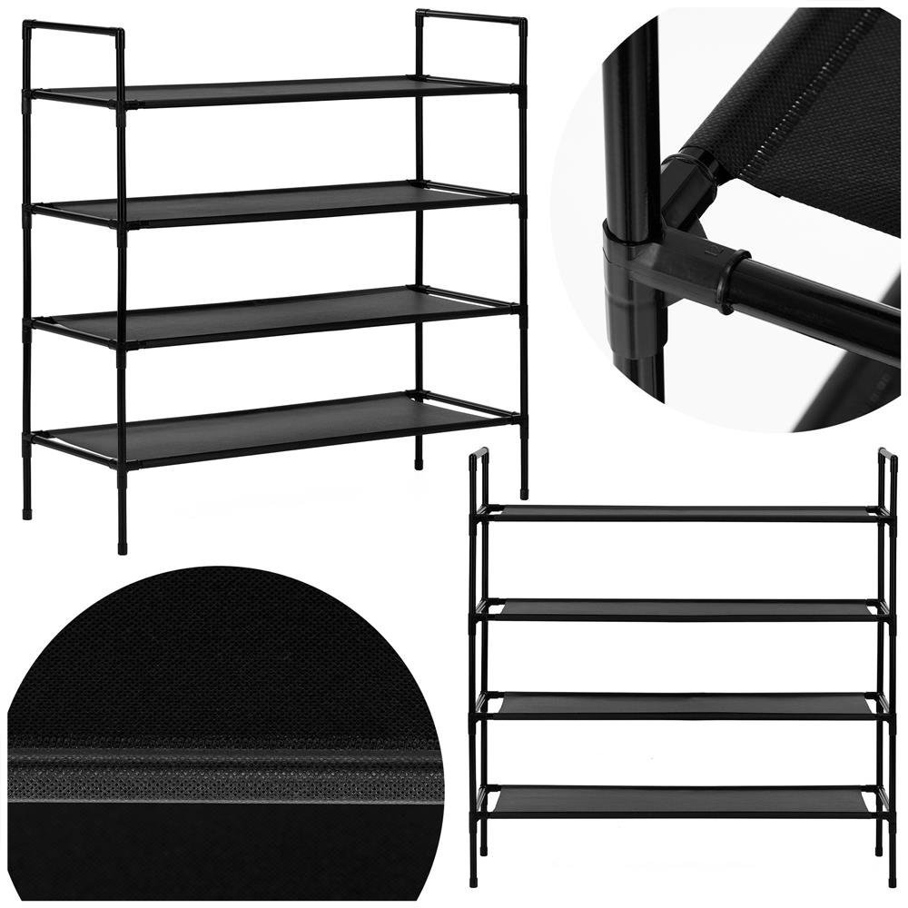 raft pantofi cu 4 polite, structura metalica si rafturi textile, 72x28x75 cm, negru 4 Raft pantofi cu 4 polite, structura metalica si rafturi textile, 72x28x75 cm, negru - imagine 4
