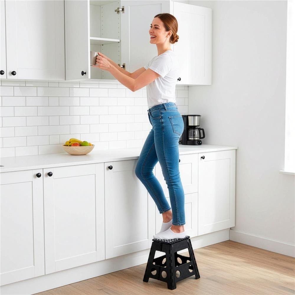 scaun inaltator multifunctional tip scara, antiderapant, 39 cm, maxim 150 kg, negru 4 Scaun inaltator multifunctional tip scara, antiderapant, 39 cm, maxim 150 kg, negru - imagine 4