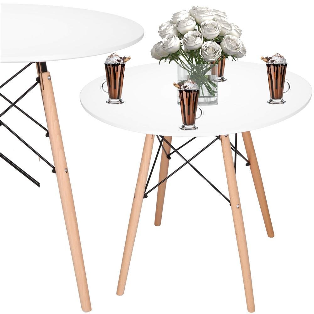 masa dining bucatarie, rotunda, diametru 80 cm, inaltime 75 cm, blat mdf, picioare lemn, alb 3 Masa dining bucatarie, rotunda, diametru 80 cm, inaltime 75 cm, Blat MDF, Picioare lemn, Alb - imagine 3