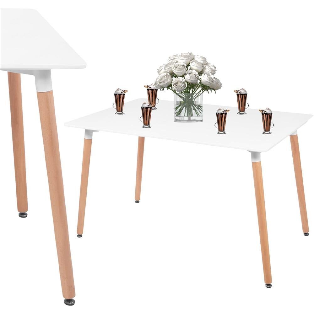 masa dining bucatarie, dreptunghiulara, 120x80x74 cm, blat mdf, picioare lemn, alb 2 Masa dining bucatarie, dreptunghiulara, 120x80x74 cm, Blat MDF, Picioare lemn, Alb - imagine 2