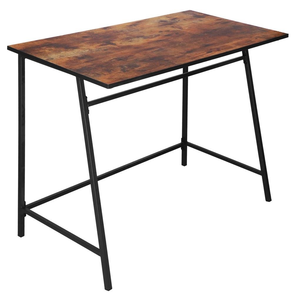 birou tip masa laterala, cu cadru din otel, 50x100x76 cm, industrial, maro 2 Birou tip masa laterala, cu cadru din otel, 50x100x76 cm, industrial, maro - imagine 2