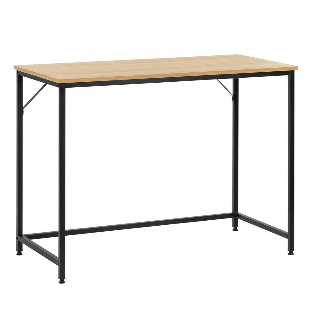 Birou cu blat MDF si cadru metalic, 100x50x76 cm, maro deschis