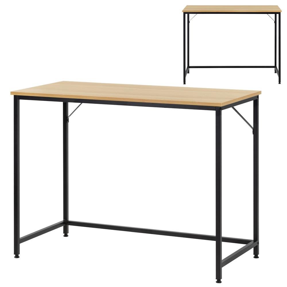 birou cu blat mdf si cadru metalic, 100x50x76 cm, maro deschis 3 Birou cu blat MDF si cadru metalic, 100x50x76 cm, maro deschis - imagine 3