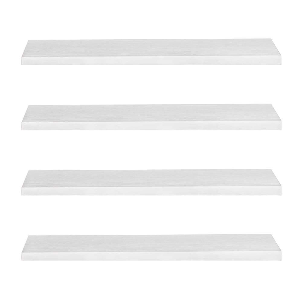 Set 4 rafturi supendate de perete, MDF cu suport metalic ingropat, 40×15 cm, alb