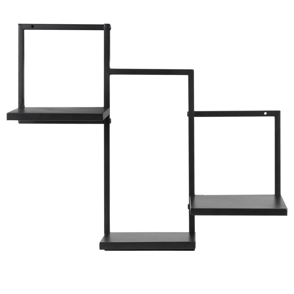 raft de perete cu 3 polite din mdf si cadru metalic, 58x21x50 cm, negru 2 Raft de perete cu 3 polite din MDF si cadru metalic, 58x21x50 cm, negru - imagine 2
