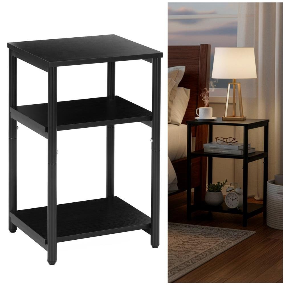 Noptiera cu 3 rafturi din PAL si cadru metalic, 35x31x59 cm, negru 4 Noptiera cu 3 rafturi din PAL si cadru metalic, 35x31x59 cm, negru - imagine 4