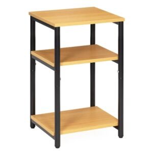 Noptiera cu 3 rafturi din PAL si cadru metalic, 35x31x59 cm, maro natur