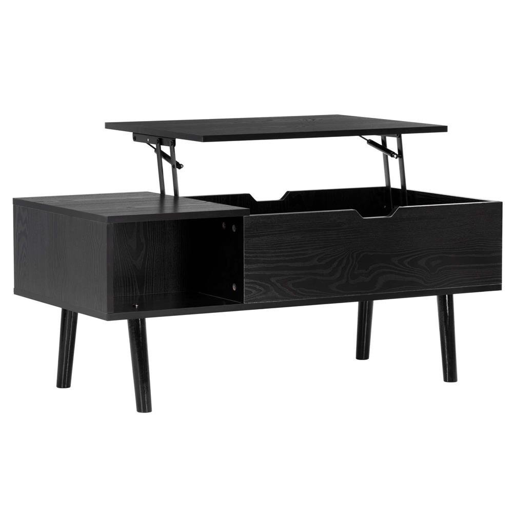 Masuta de cafea cu blat rabatabil si spatiu de depozitare, cadru metalic si PAL, 100x50x43 cm, negru 1 Masuta de cafea cu blat rabatabil si spatiu de depozitare, cadru metalic si PAL, 100x50x43 cm, negru