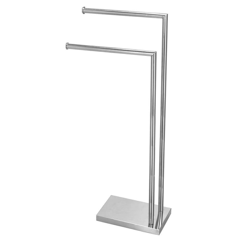 Suport metalic de baie pentru prosoape, cu 2 brate, 80 cm, argintiu cromat 2 Suport metalic de baie pentru prosoape, cu 2 brate, 80 cm, argintiu cromat - imagine 2