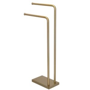 Suport metalic de baie pentru prosoape, cu 2 brate, 80 cm, auriu mat