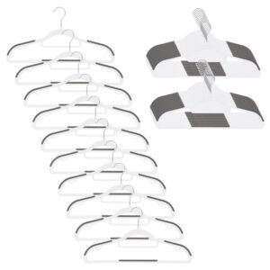 Set de 30 de umerase antiderapante pentru haine, din PE, cu carlig metalic rotativ, 41 cm, alb si gri