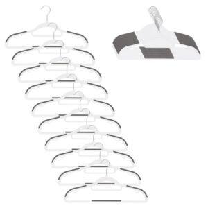 Set de 20 de umerase antiderapante pentru haine, din PE, cu carlig metalic rotativ, 41 cm, alb si gri