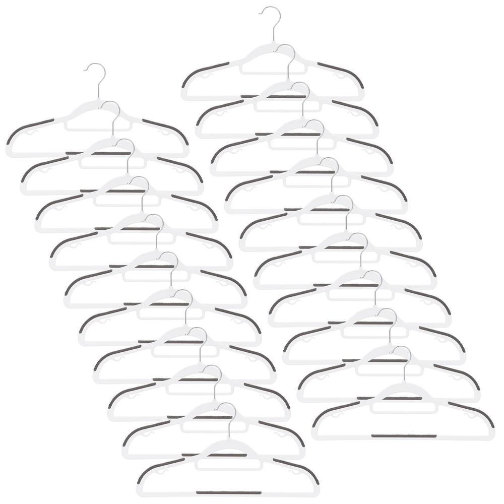 Set de 20 de umerase antiderapante pentru haine, din PE, cu carlig metalic rotativ, 41 cm, alb si gri 2 Set de 20 de umerase antiderapante pentru haine, din PE, cu carlig metalic rotativ, 41 cm, alb si gri - imagine 2