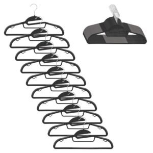 Set de 20 de umerase antiderapante pentru haine, din PE, cu carlig metalic rotativ, 41 cm, negru si gri