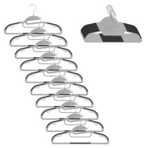 Set de 20 de umerase antiderapante pentru haine, din PE, cu carlig metalic rotativ, 41 cm, gri si negru