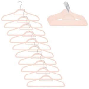 Set de 20 de umerase pentru haine, din velur, cu carlig rotativ, 45×23 cm, roz