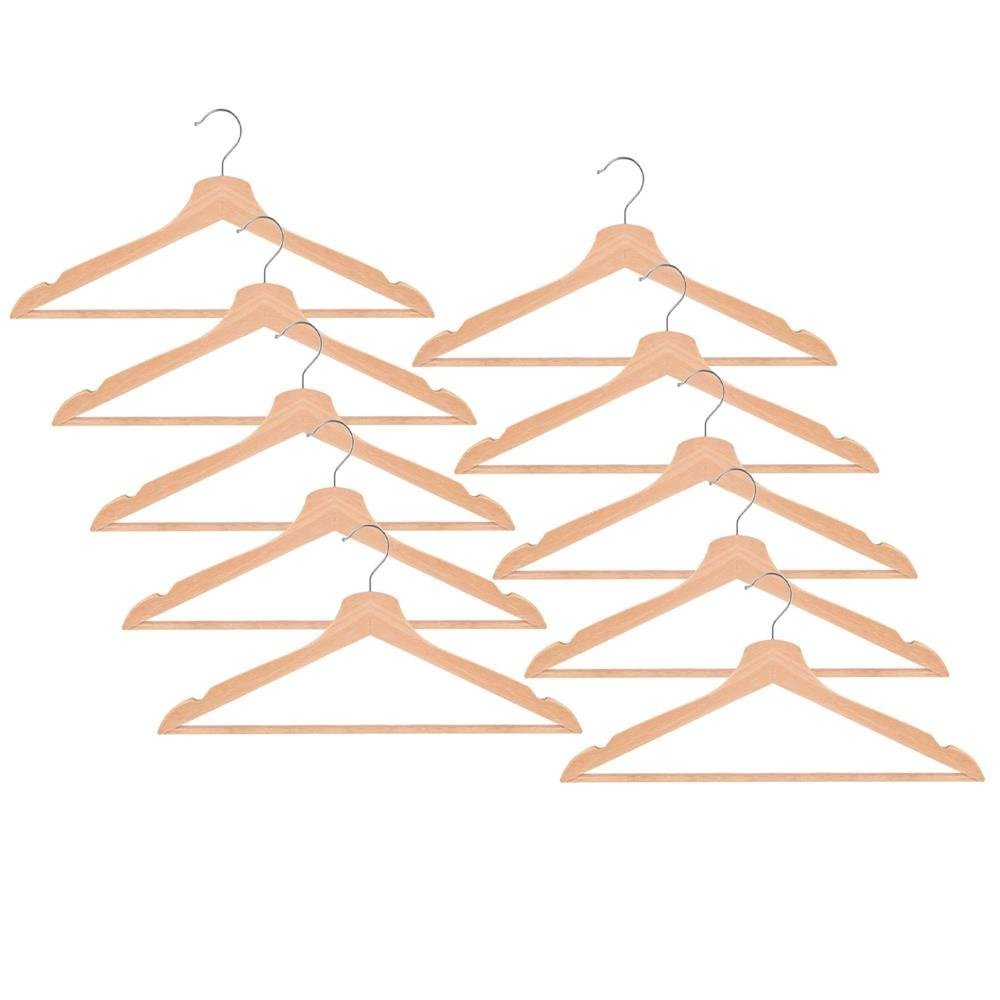 Set de 10 umerase din lemn cu carlig cromat rotativ, forma ergonomica, 43x21 cm, maro natur 1 Set de 10 umerase din lemn cu carlig cromat rotativ, forma ergonomica, 43x21 cm, maro natur